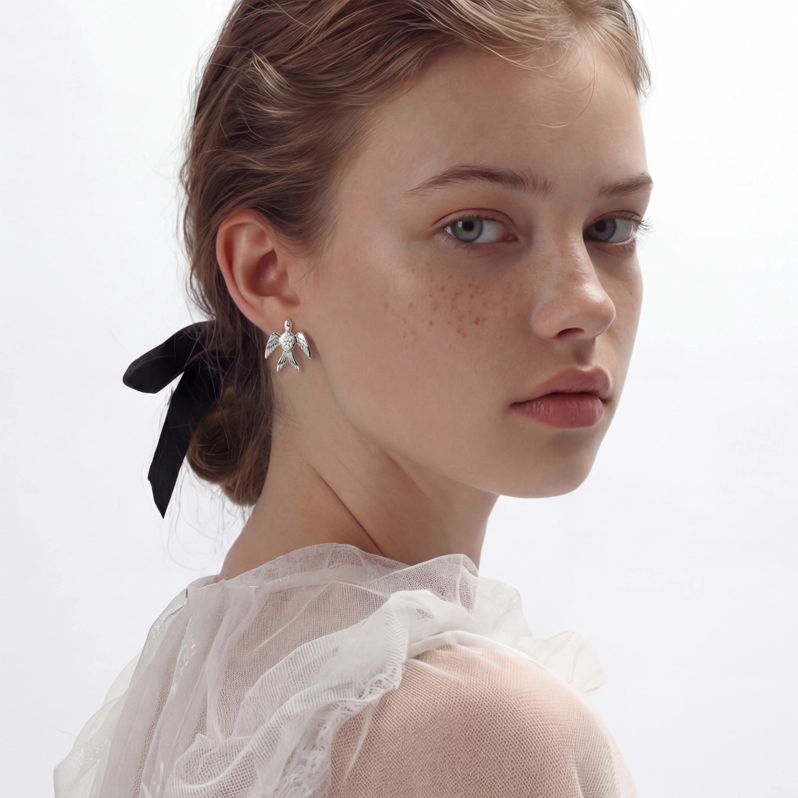 Silver Phoenix Zirconia Stud Earrings