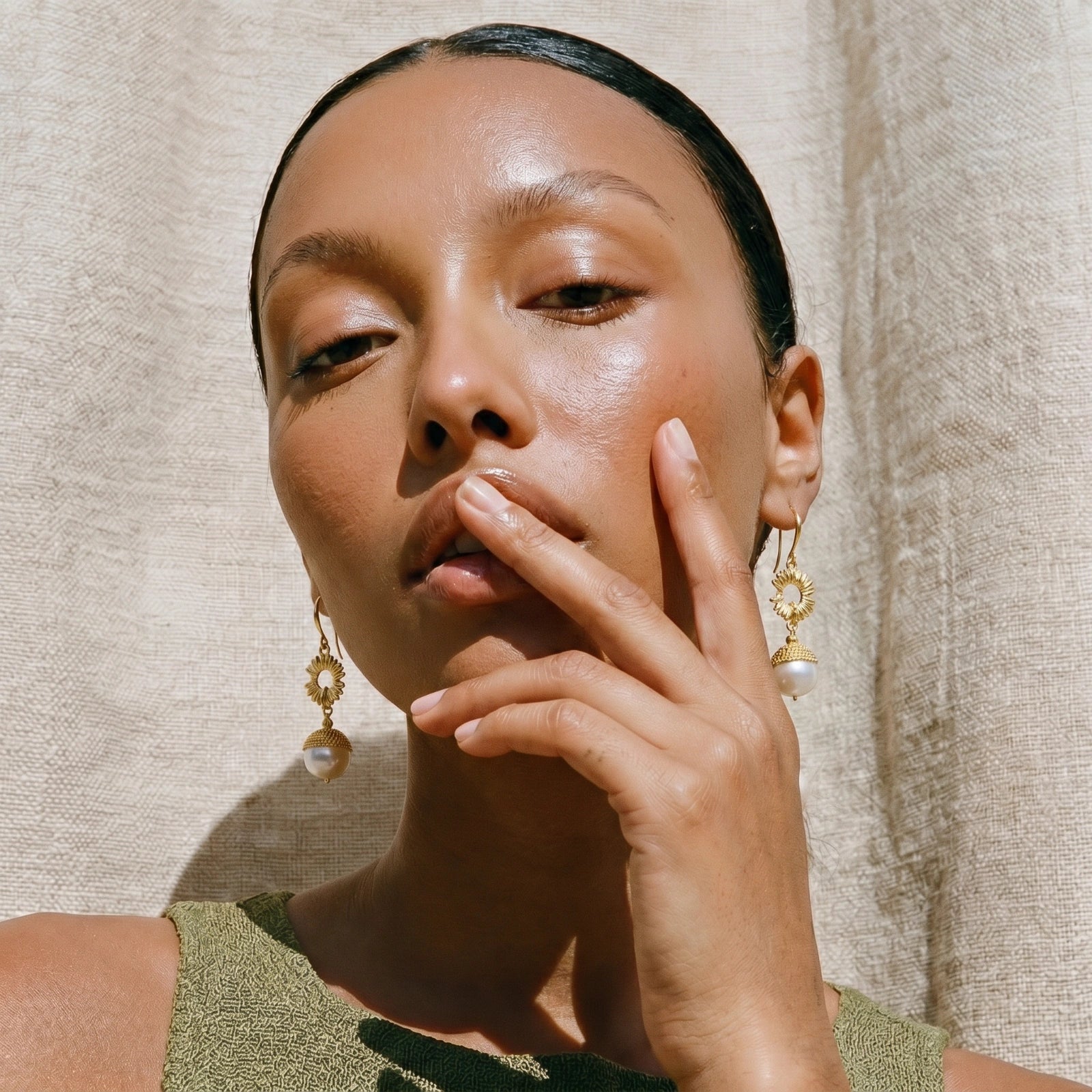 Sunburst Pearl Drop Earrings