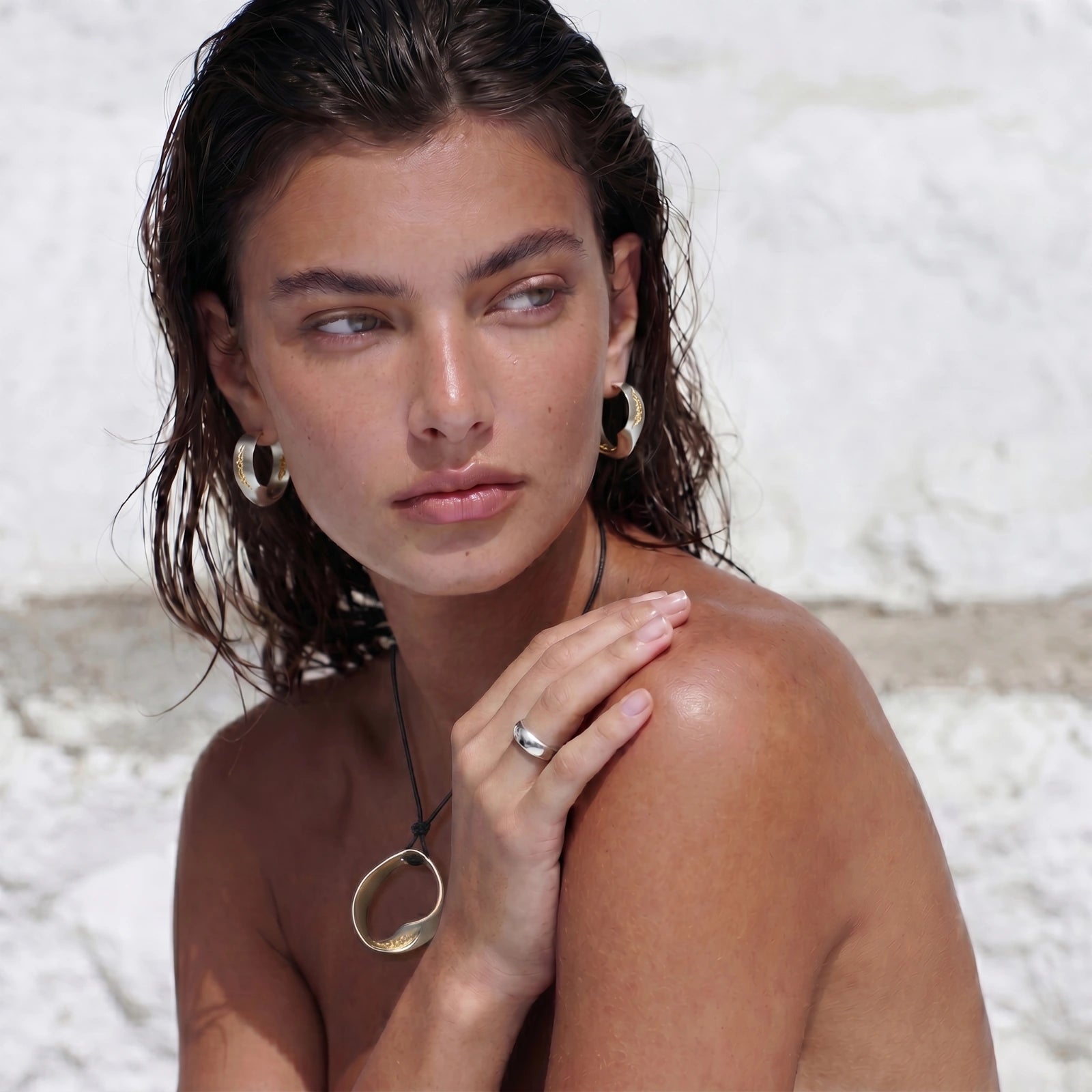 Liquid Gold Two-Tone Hoop Earrings