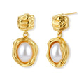 Floral Freshwater Pearl Drop Earrings – 18K Gold-Plated