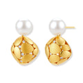 Petal & Freshwater Pearl Drop Earrings – 18K Gold-Plated