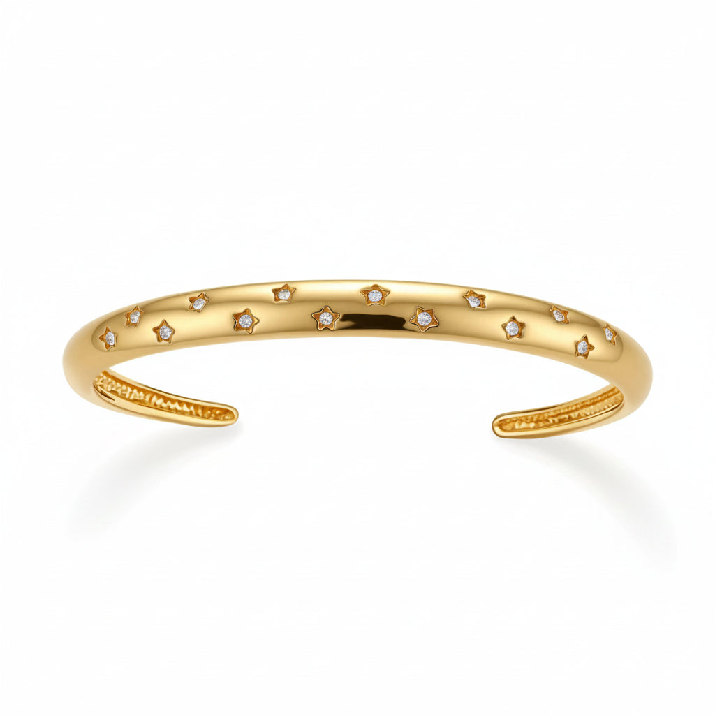 Stargazer gold-tone open cuff bracelet with star accents