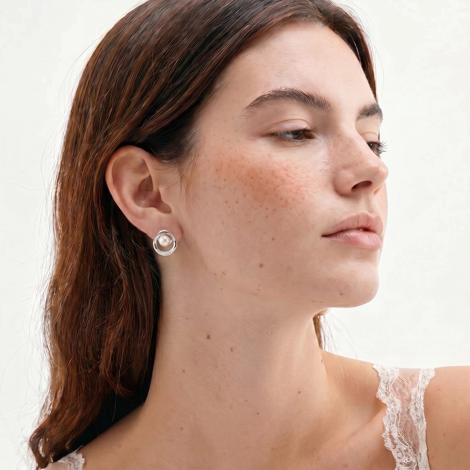 Pearl Orbit Stud Earrings