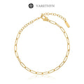 4Pcs Minimalist Gold-Plated Layered Bracelet Set Chunky Paperclip & Toggle Clasp Chain Bracelets for Women
