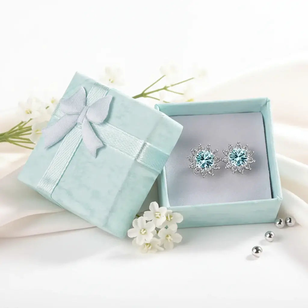 Moissanite Sunflower Stud Earrings in 925 Sterling Silver – D Color VVS1 Wedding Jewelry Gift for Women, 1CT