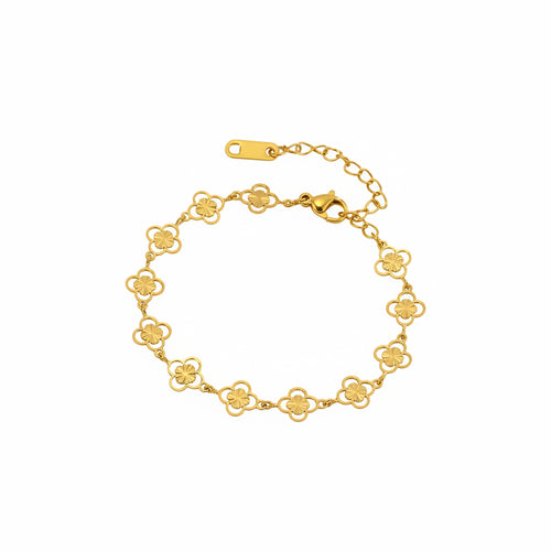 Luxury Gold Color Flower Bracelet - Stainless Steel Jewelry for Women, Hypoallergenic Gift & Party Bangles Accessories