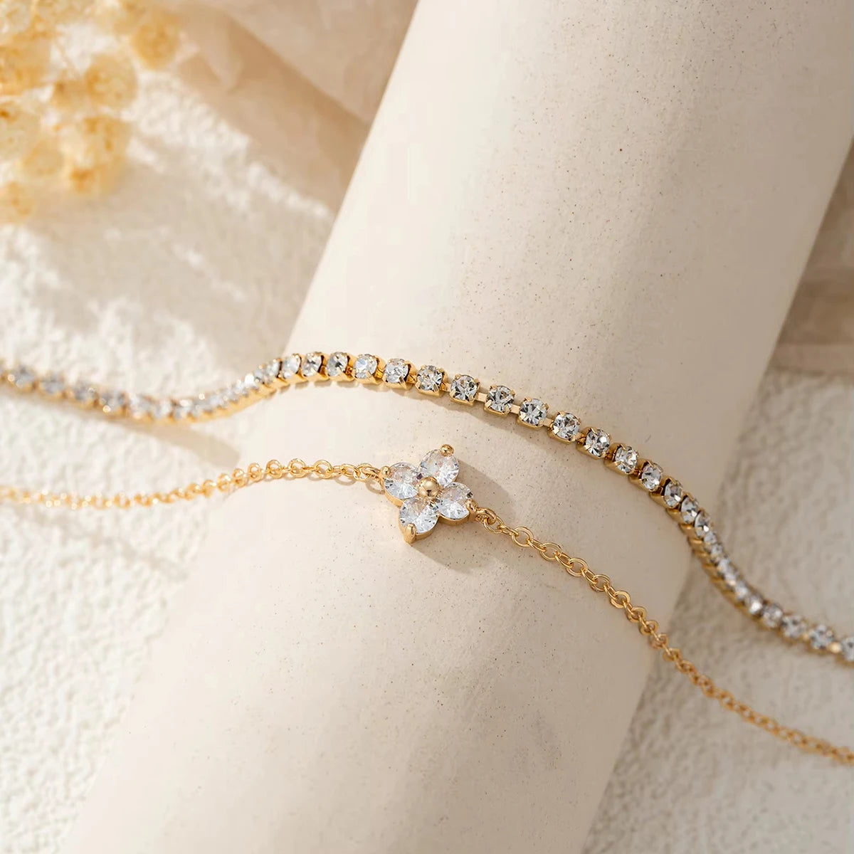 Floral Bracelet Set (2-Piece) – Gold-Tone – alternate view 5