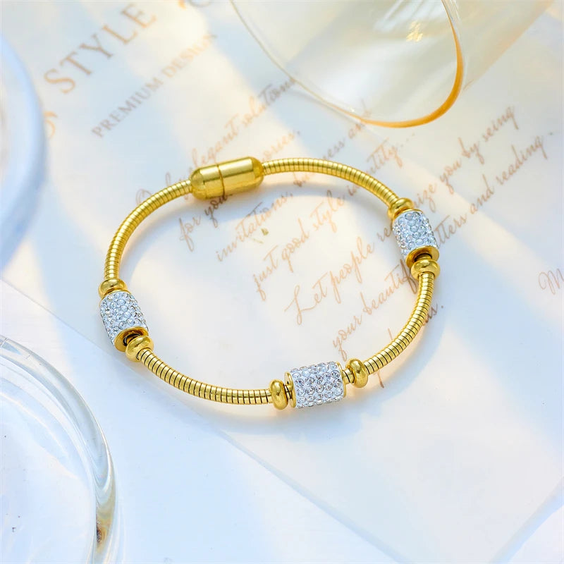 Zirconia Snake Chain Bracelet – Gold-Tone – alternate view 3