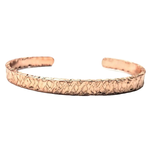 Silver Wire-Wrapped Crystal Textured Copper Cuff Set