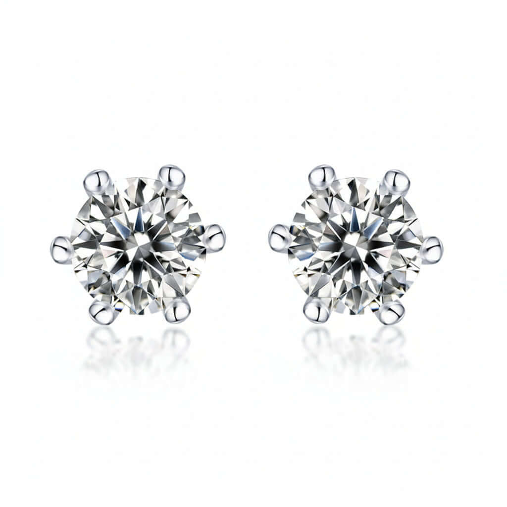 0.5 Carat Moissanite Stud Earrings in S925 Sterling Silver with Six-Prong Setting