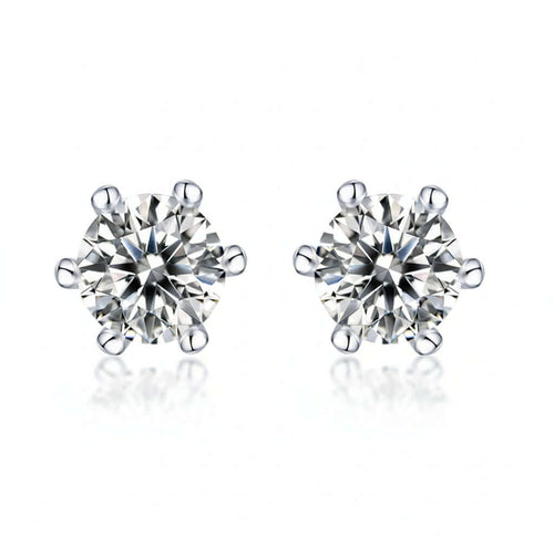 0.5 Carat Moissanite Stud Earrings in S925 Sterling Silver with Six-Prong Setting