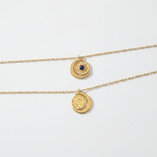 Deep blue oval pendant on fine polished chain