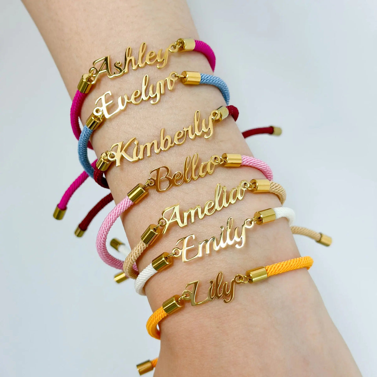 Customizable Colorful Rope Chain Name Bracelet - Adjustable Personalized Jewelry for Girls