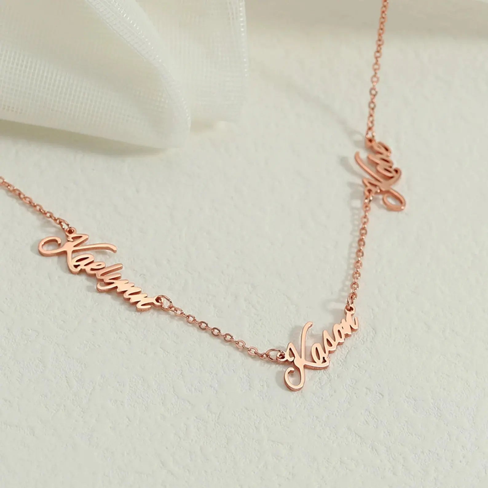 Custom Multi-Name Necklace — personalized multi-name pendant on gold chain