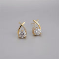 Crystal Cross Stud Earrings – Silver-Tone – alternate view 1