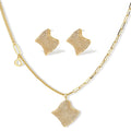 Wave Zirconia Necklace & Earring Set – Gold-Plated