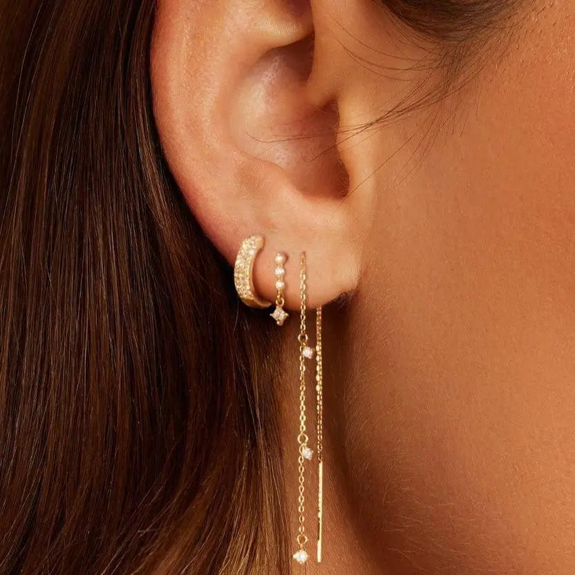 Clear-accent hoop earrings from Trio set