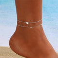 Bohemia Multilayer Rice Bead Anklet Set with Starfish Pendant for Women - Summer Beach Ankle Jewelry