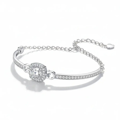 1 Carat Moissanite Square Bag Bracelet in 925 Sterling Silver