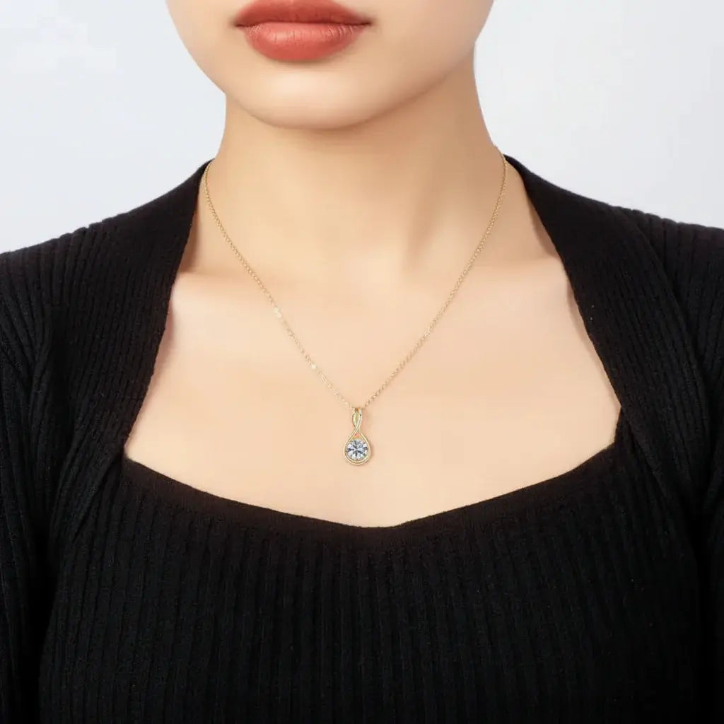 18K Gold Plated Moissanite Classic Pendant Necklace