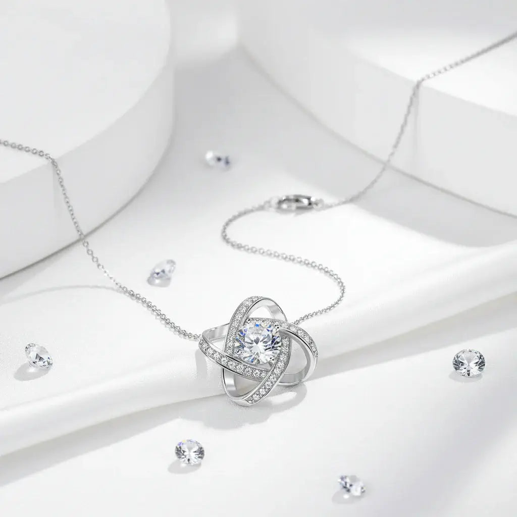 Sterling Silver Moissanite Pendant Necklace for Women