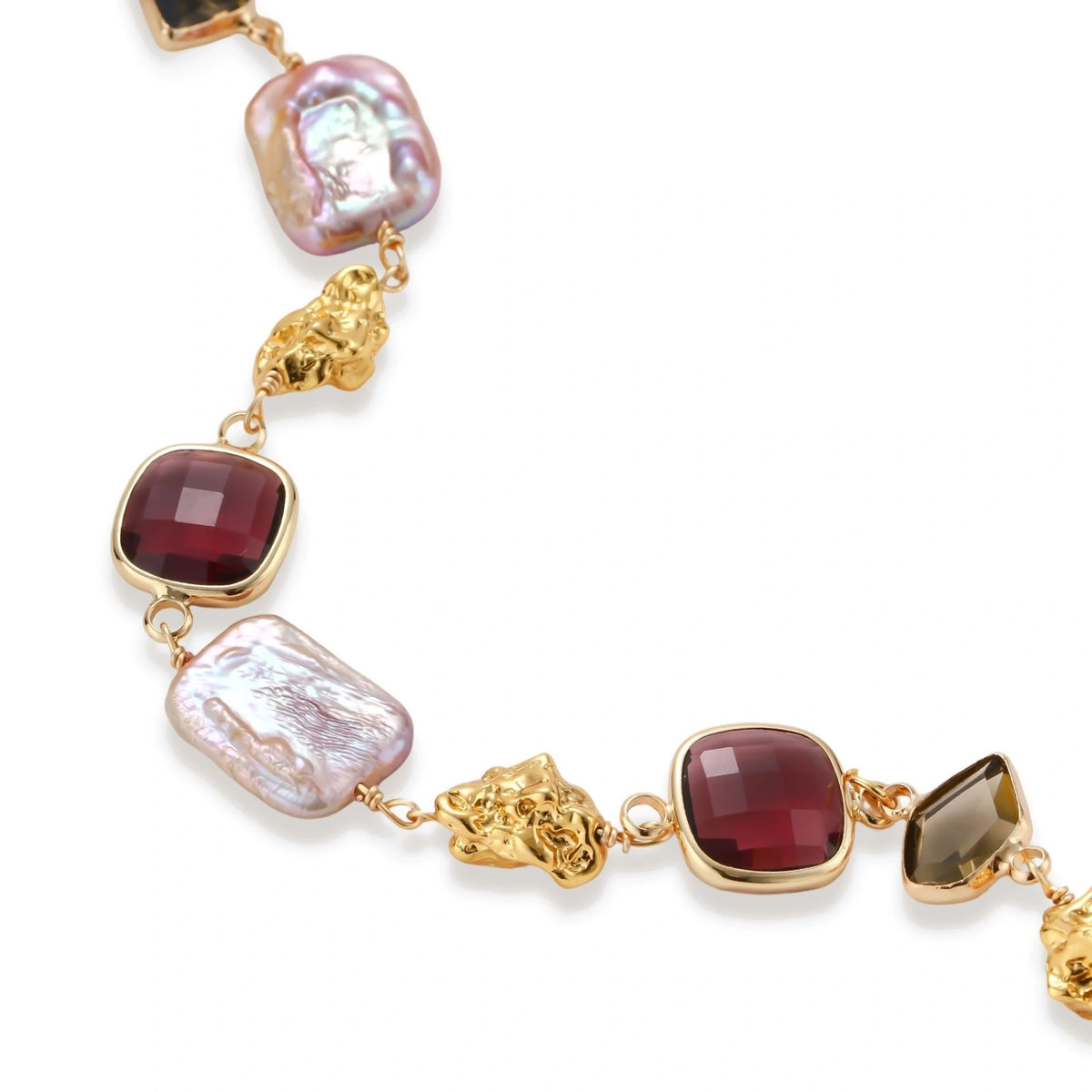Pearl & Mosaic Stone Charm Bracelet – Gold-Plated – alternate view 1