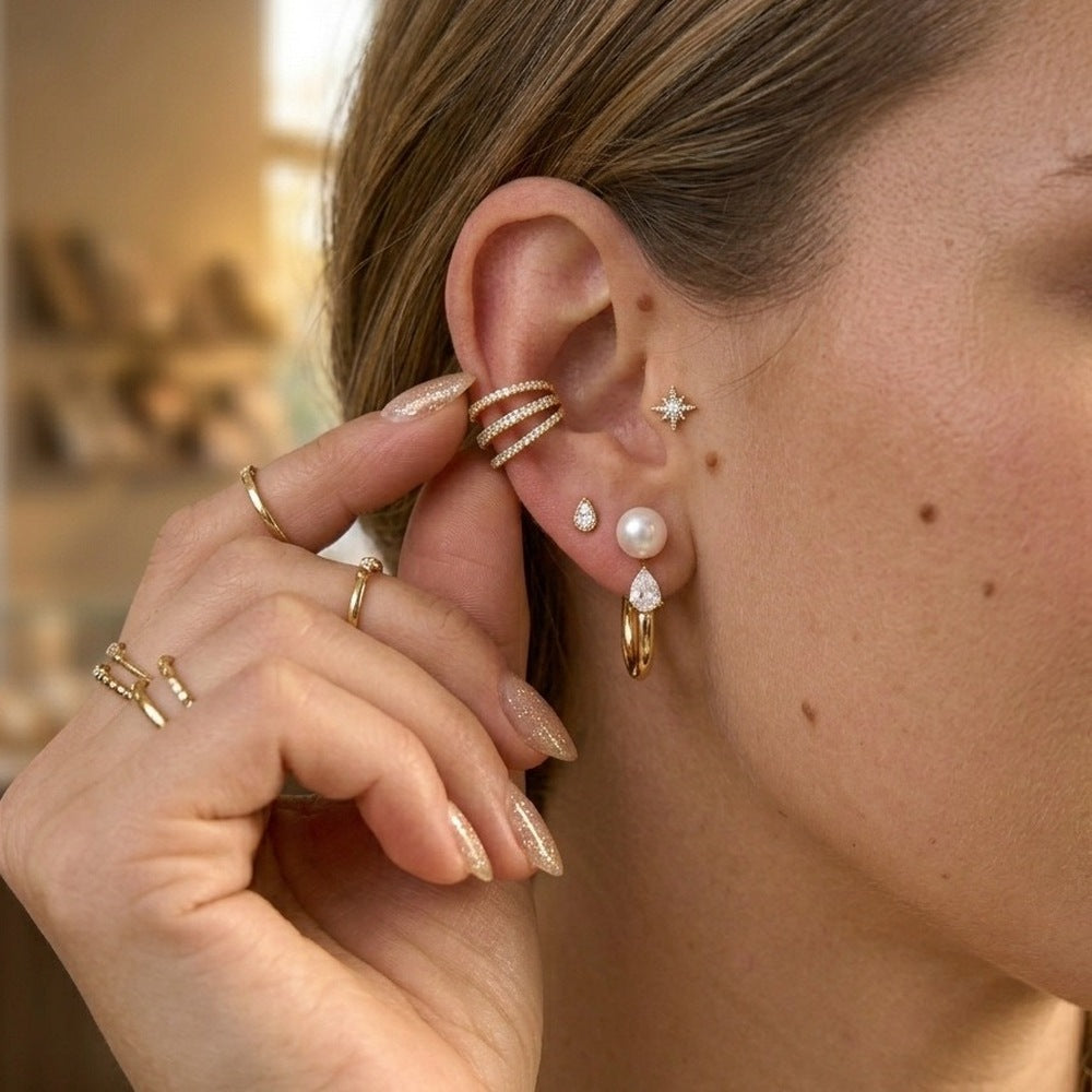 Front-and-back bead jacket earring design