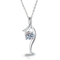 1 Carat Moissanite Diamond Necklace in 925 Sterling Silver with Four-Prong Pendant Setting