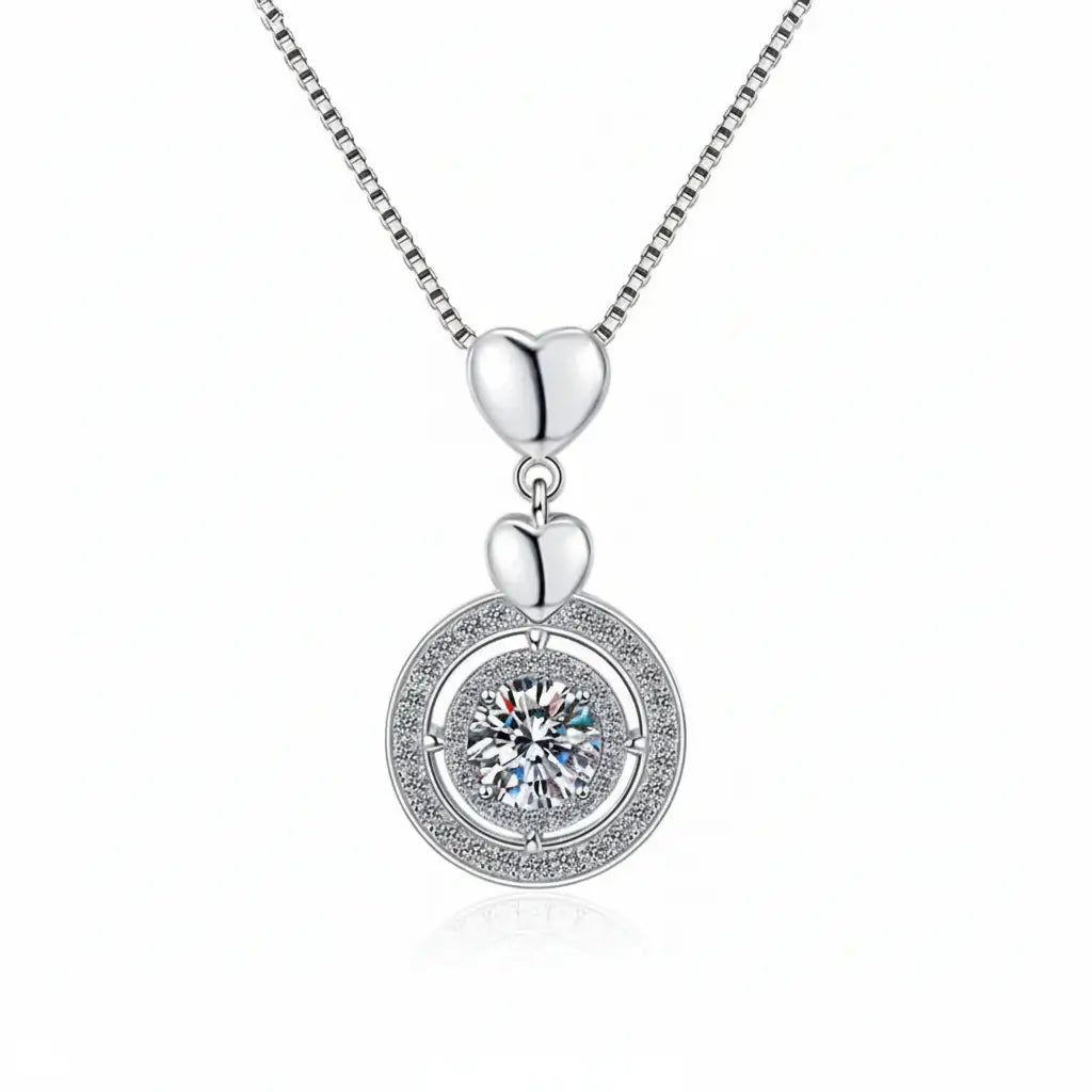 Moissanite Diamond Pendant Necklace, 1CT, Sterling Silver 925 Fine Jewelry
