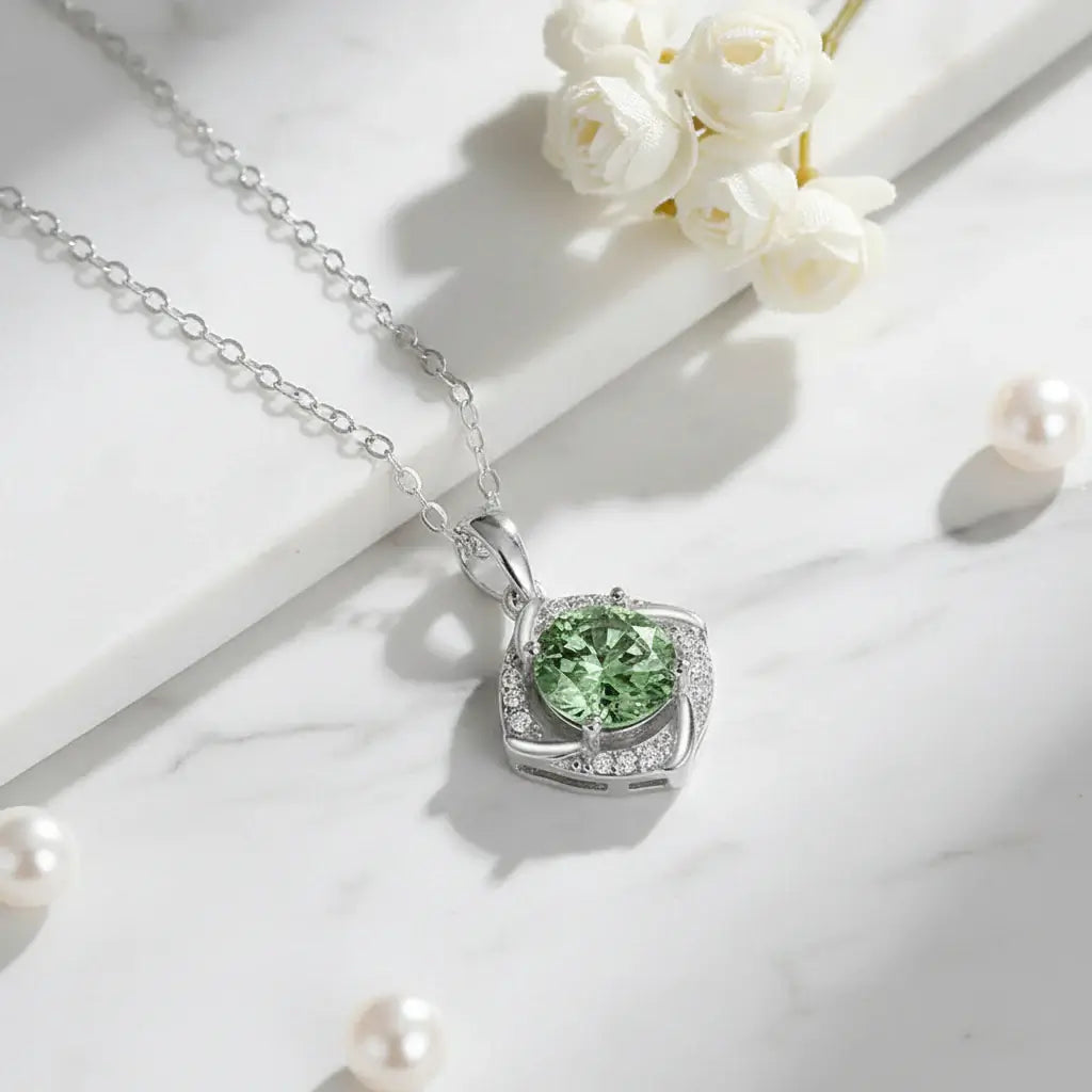 925 Sterling Silver Moissanite Necklace with Destiny Pendant