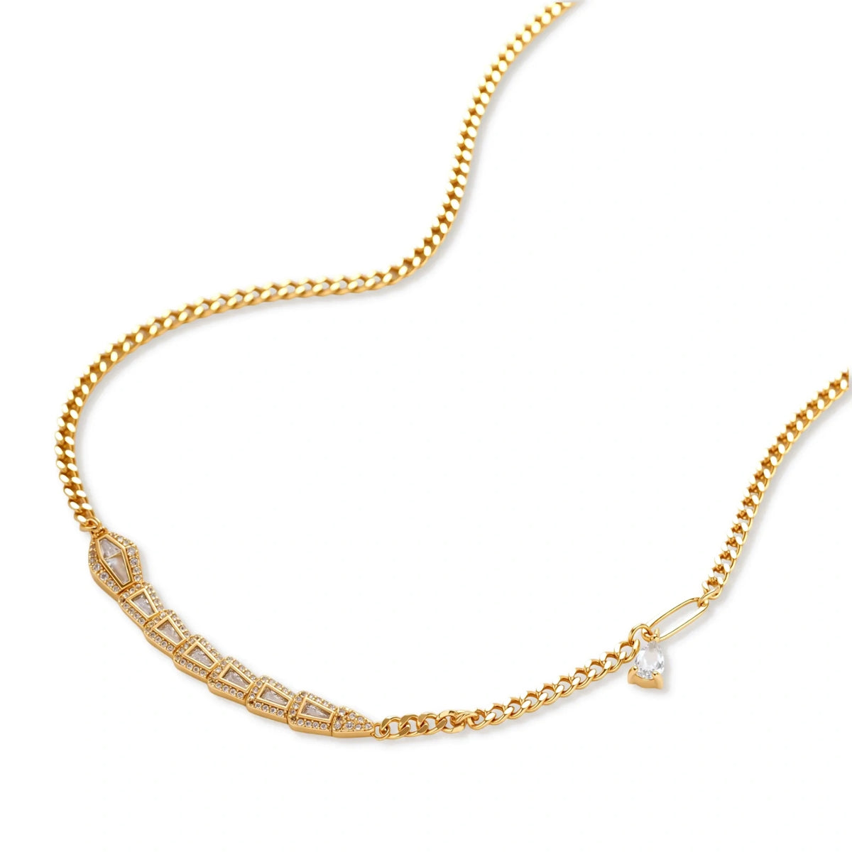 Baguette Zirconia Pendant & Huggie Earring Set – 14K Gold-Plated – alternate view 4