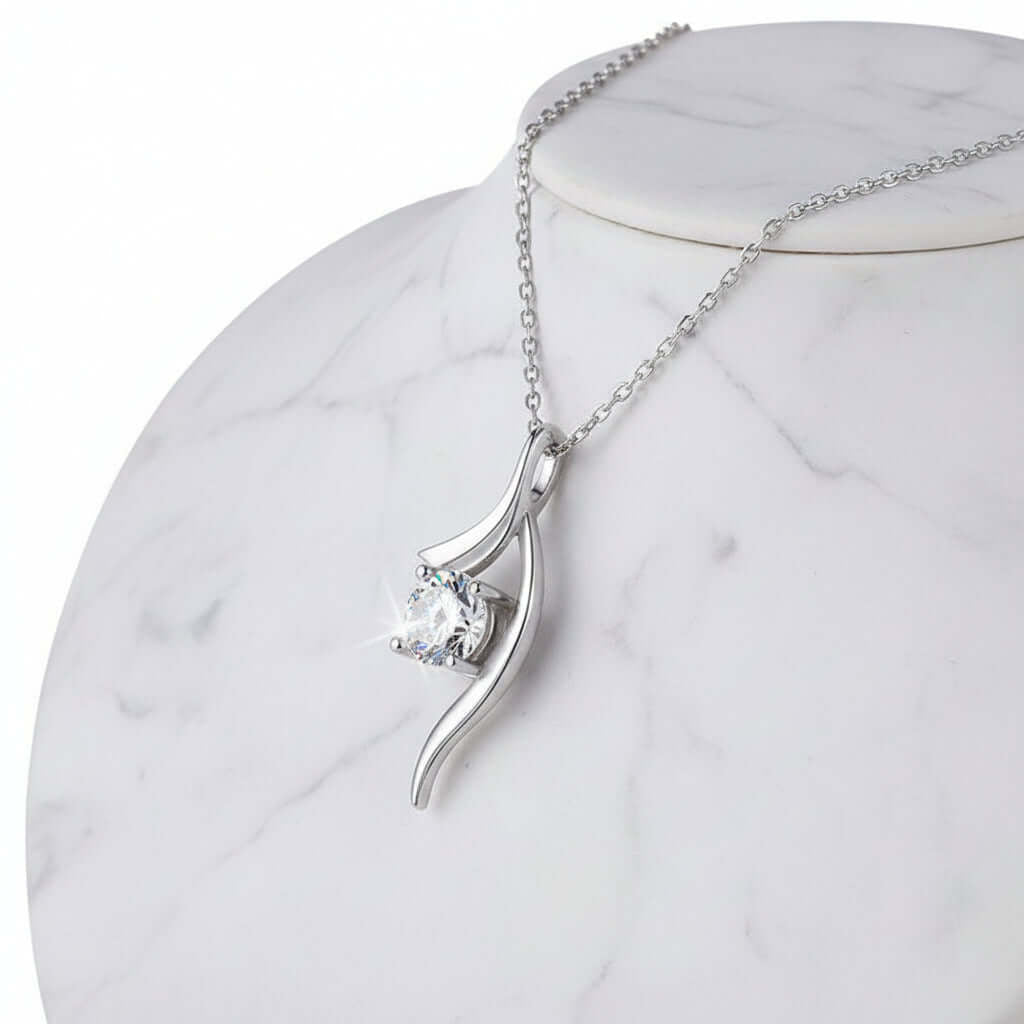 1 Carat Moissanite Diamond Necklace in 925 Sterling Silver with Four-Prong Pendant Setting