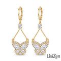 Lisizen Elegant Sweet Micro-Inlaid Zircon Butterfly Water Drop Earrings Light Luxury Super Fairy Butterfly Temperament Earrings DZEH5766