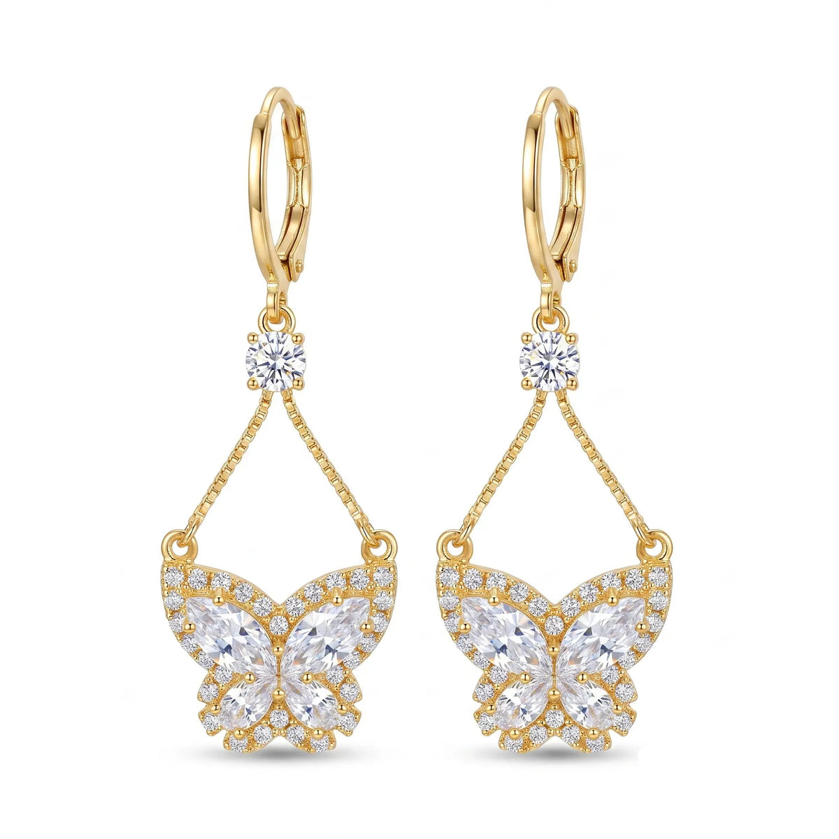 Zircon Butterfly Drop Earrings