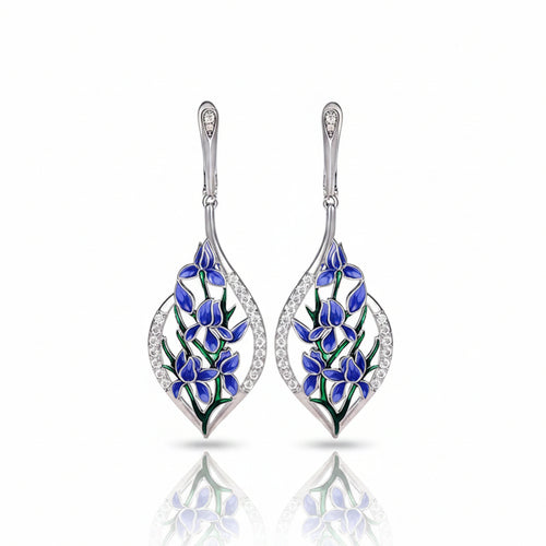 Blue Zirconia Orchid Drop Earrings