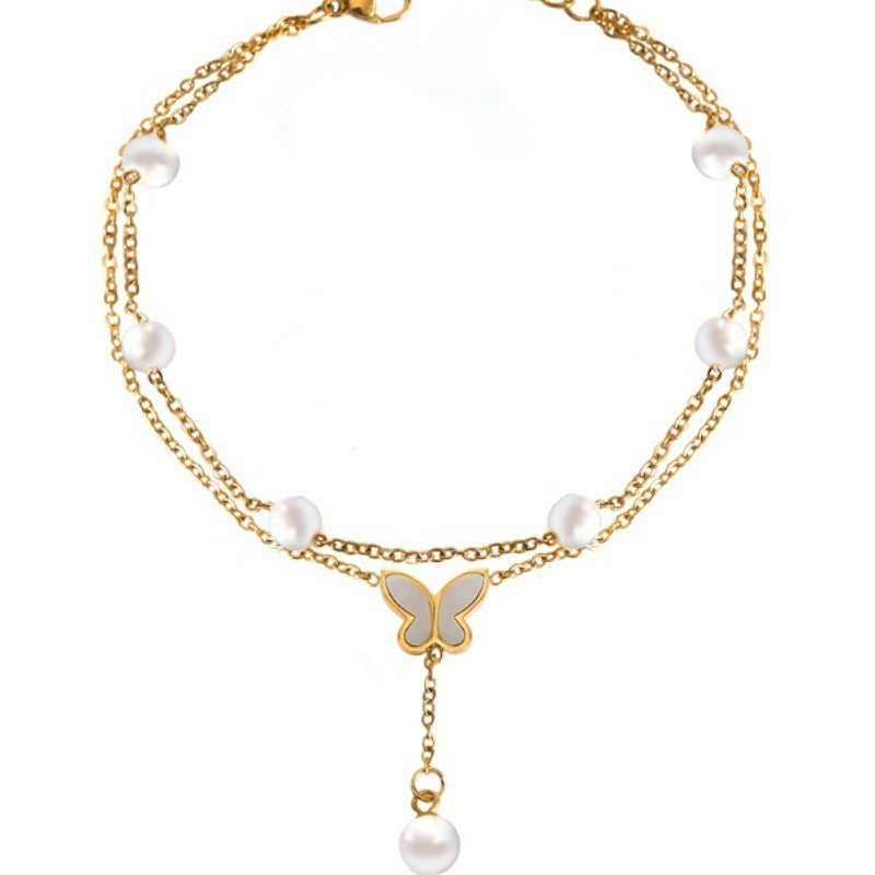 Papillon double-layer butterfly anklet