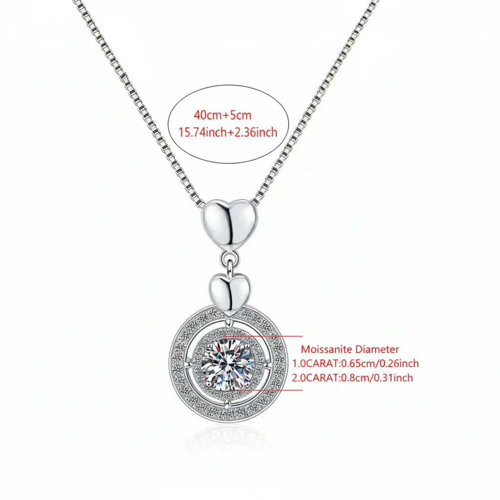 Moissanite Diamond Pendant Necklace, 1CT, Sterling Silver 925 Fine Jewelry