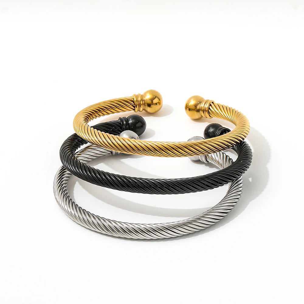 Cable Chain Open Cuff Bracelet – 18K Gold-Plated