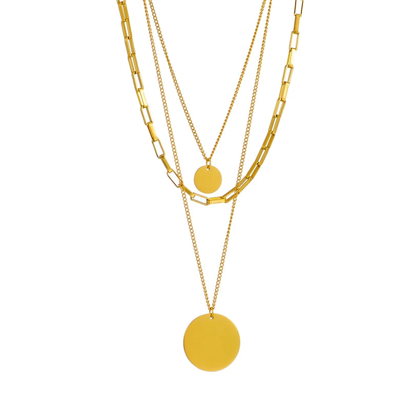 3-in-1 Layered Pendant Necklace – Gold-Tone