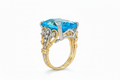 Blue Stone Knot Statement Ring – Two-Tone