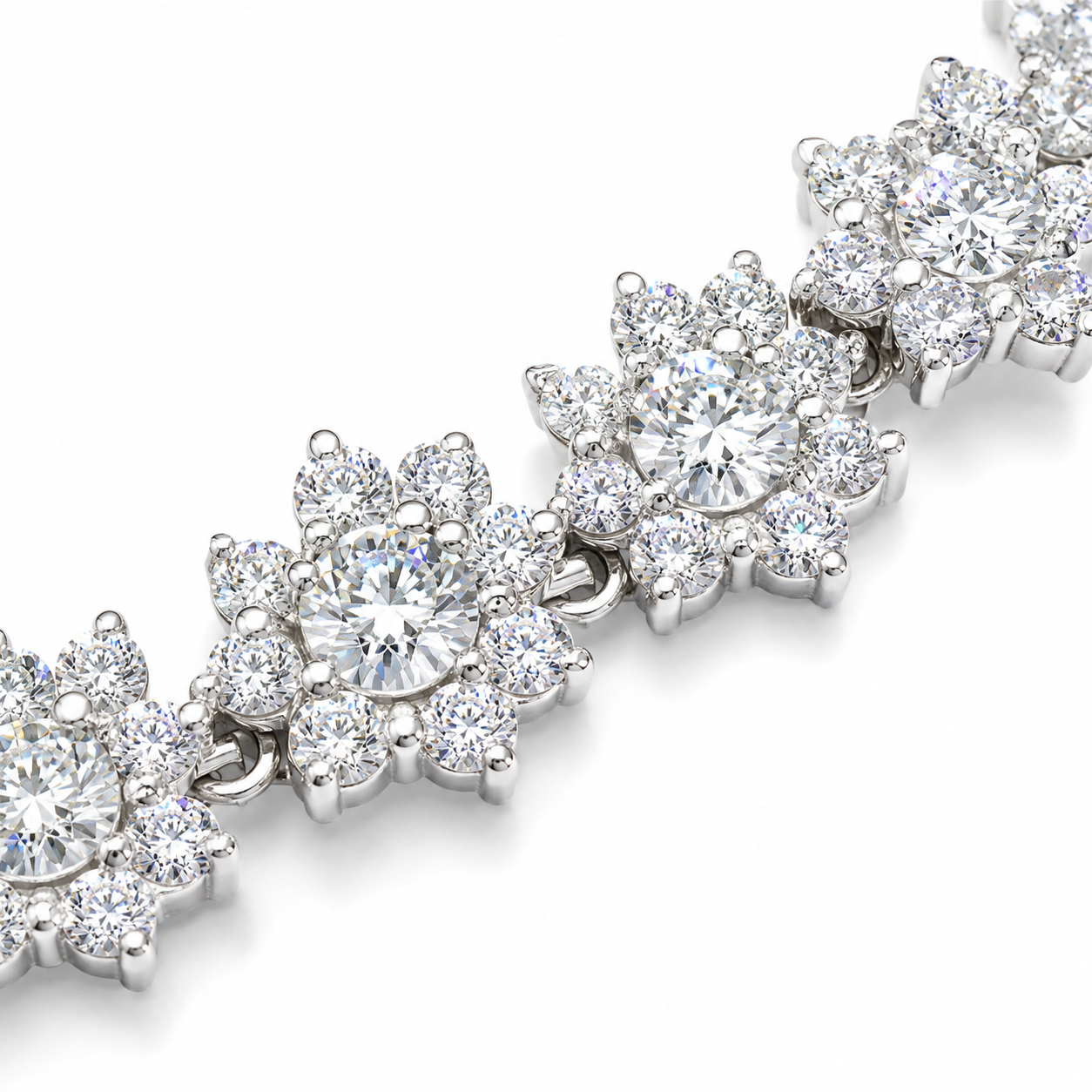 Floralia statement bracelet with repeating flower design