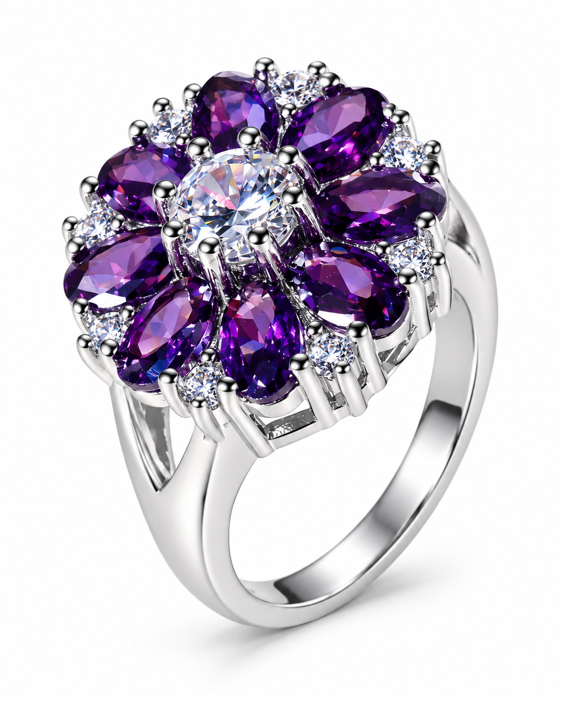 Purple Stone Sunflower Statement Ring – alternate view 2