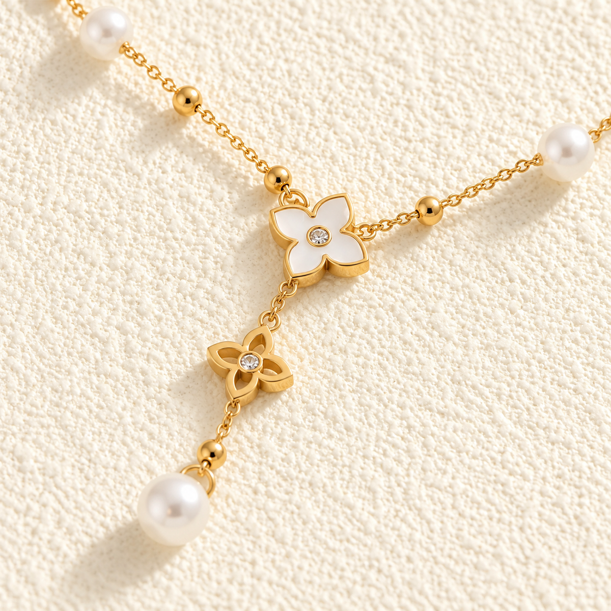 Pearl & Clover Zirconia Layered Necklace – alternate view 1
