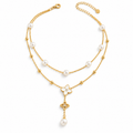 Pearl & Clover Zirconia Layered Necklace