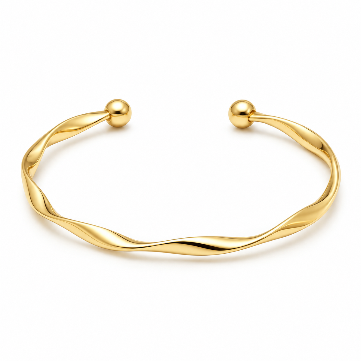 Minimalist Wave Cuff Bracelet – 18K Gold-Plated