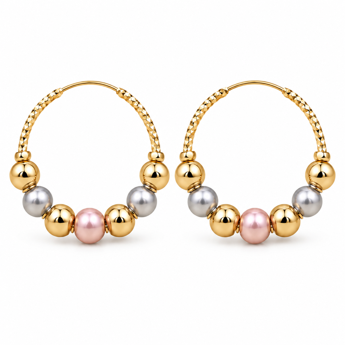 Beaded Hoop Earrings – Gold-Tone
