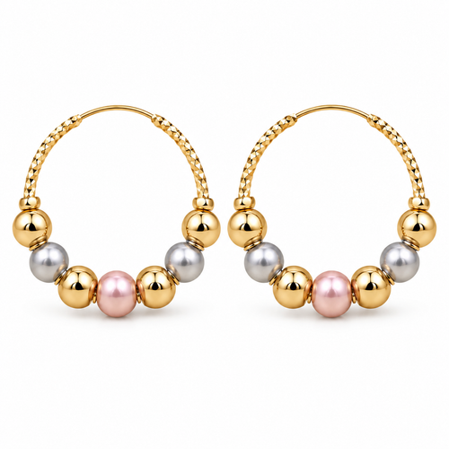 Beaded Hoop Earrings – Gold-Tone