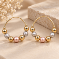 Beaded Hoop Earrings – Gold-Tone – alternate view 1