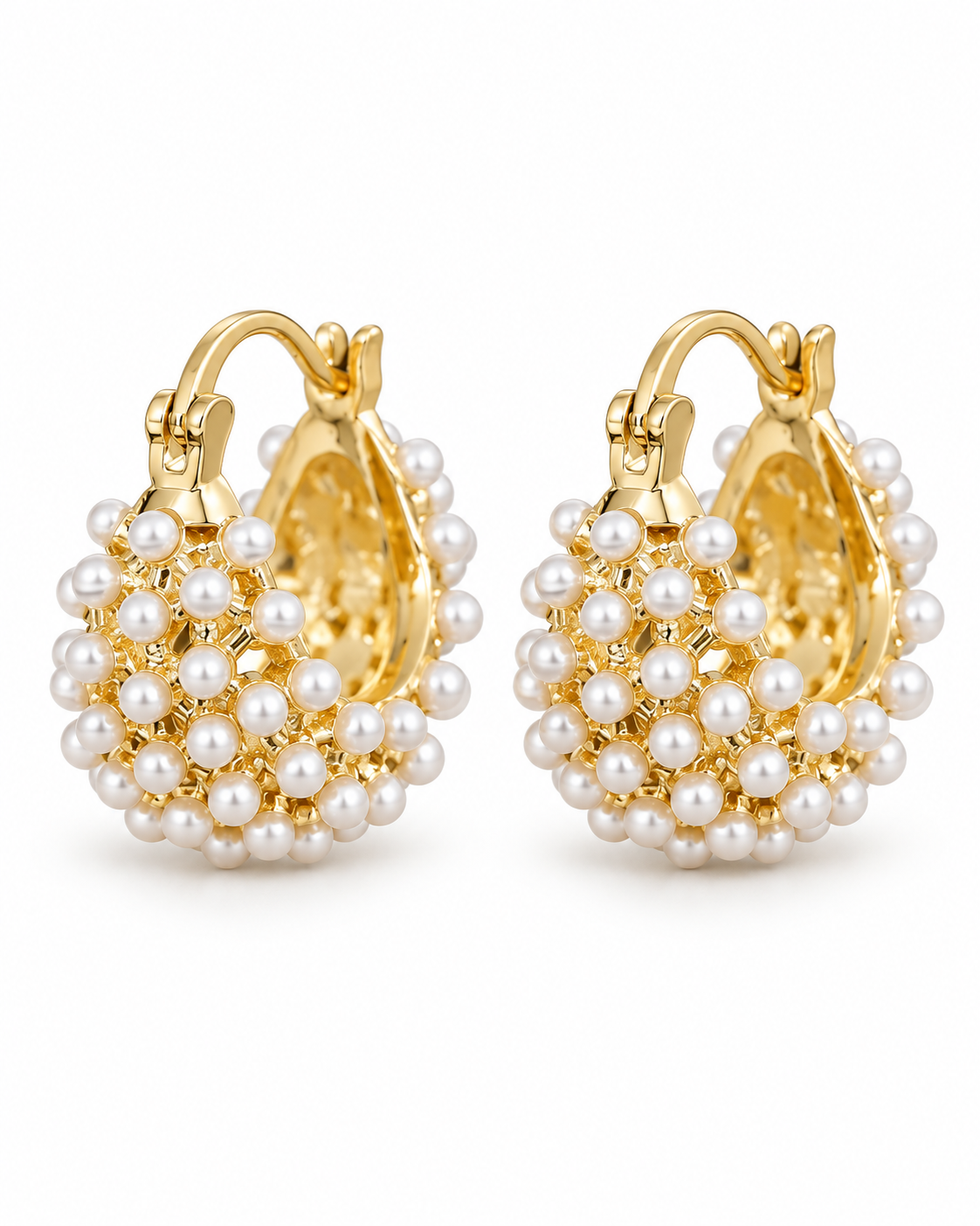 Pearl Accent Statement Earrings – Gold-Tone