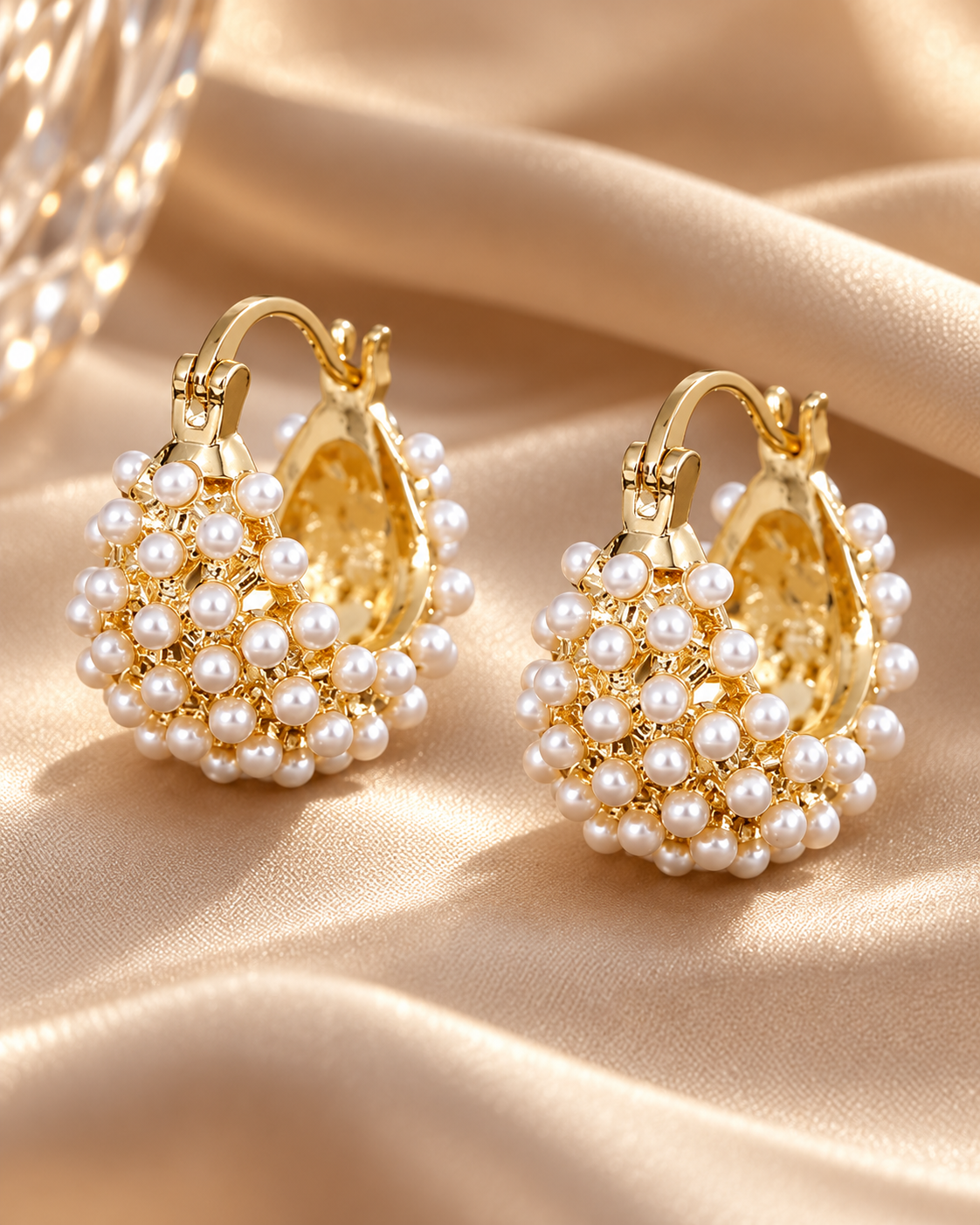 Pearl Accent Statement Earrings – Gold-Tone – alternate view 1